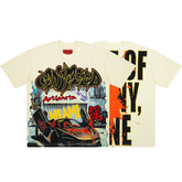 Godspeed Miami Supercar Graffiti Art Basel Graphic Tee Oversized Vintage Streetwear T‑Shirt for Men