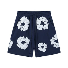 Denim Tears Couple Foam Print Shorts navy blue