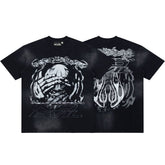 Retro Gothic Skull Art Print Short‑Sleeve Loose Fit Men’s Tee