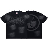 Dark Wash Shadow Print Short Sleeve Street‑Wear Crew Neck Tee