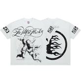 Vintage Sketch Figure & Symbol Graphic Double‑Sided Casual T‑Shirt