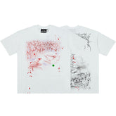 Grunge Abstract Blood Splatter Art Graphic Tee Oversized Y2K Streetwear T‑Shirt for Men