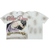 Street style faded tie-dye pattern short-sleeved T-shirt
