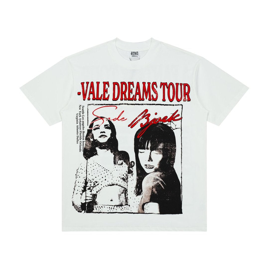 Retro Vale Dreams Tour Concert Poster Print Tee Oversized Alternative Streetwear T‑Shirt for Men