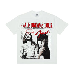 Retro Vale Dreams Tour Concert Poster Print Tee Oversized Alternative Streetwear T‑Shirt for Men