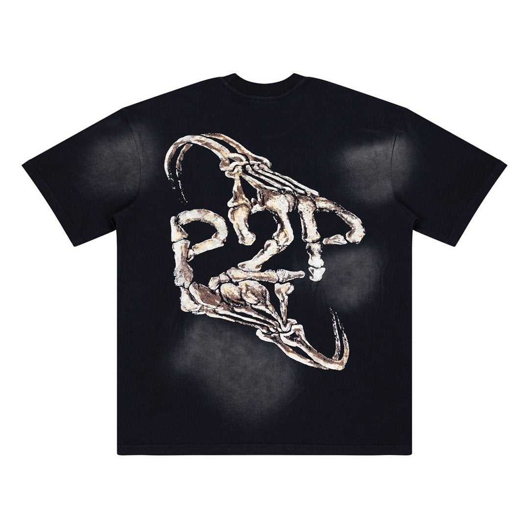 Retro Faded Washed Glory Doll Skull Graphic Tee Oversized Y2K Streetwear T‑Shirt for Men