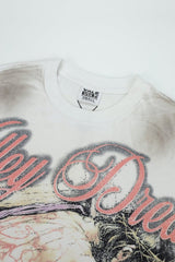 Street style faded tie-dye pattern short-sleeved T-shirt