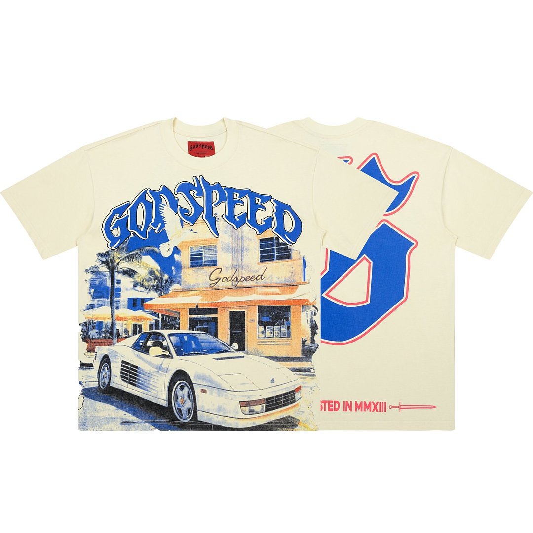 Gone Speed Retro Sports Car Graphic Tee Oversized Y2K Streetwear T‑Shirt for Men