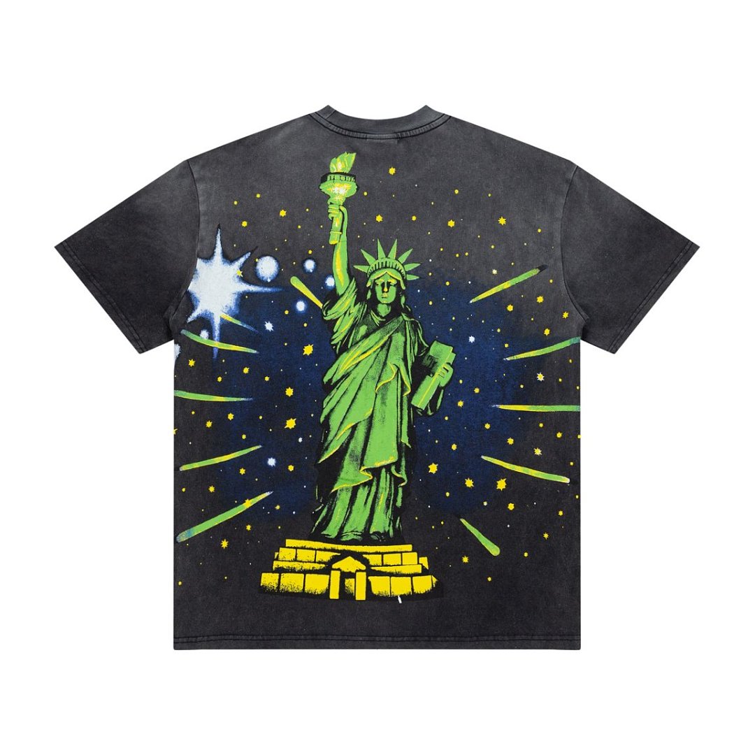 Vintage Liberty Figure Art Double‑Sided Casual Oversized T‑Shirt