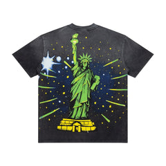 Vintage Liberty Figure Art Double‑Sided Casual Oversized T‑Shirt