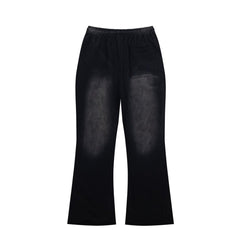 Street Style Skull Letter Print Elastic Waist Flared Pants