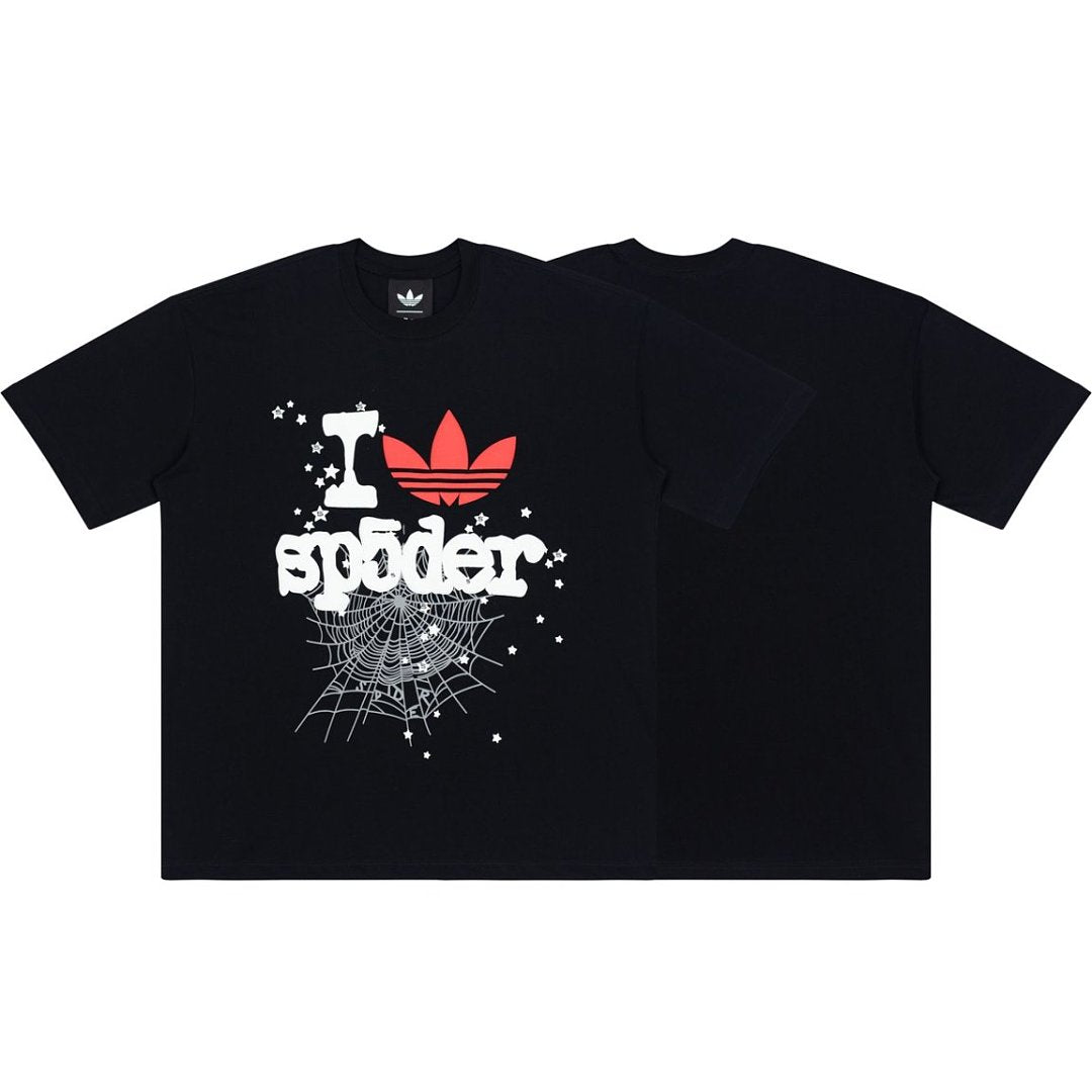 Retro Sp5der Spider Web Star Graphic Tee Oversized Y2K Streetwear T‑Shirt for Men