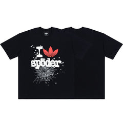 Retro Sp5der Spider Web Star Graphic Tee Oversized Y2K Streetwear T‑Shirt for Men