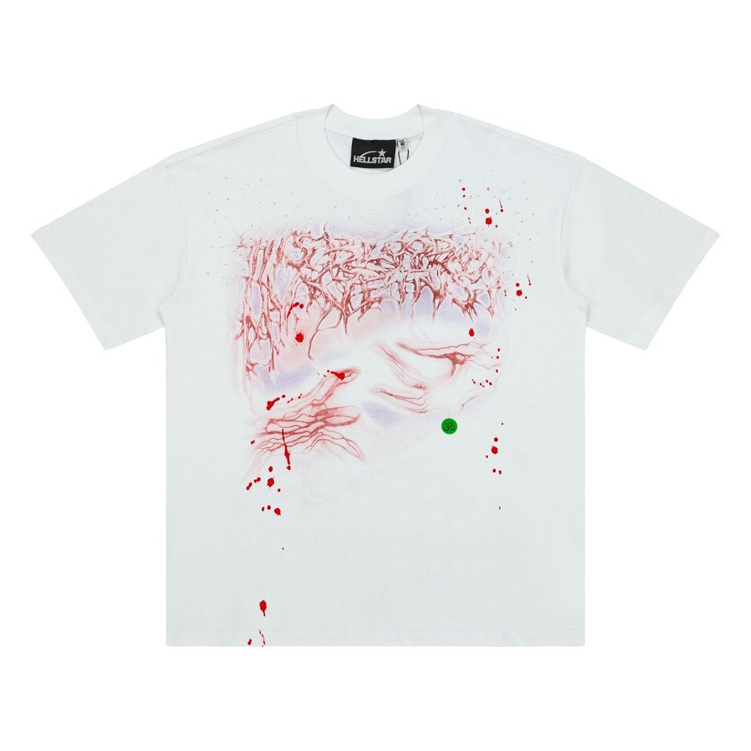 Grunge Abstract Blood Splatter Art Graphic Tee Oversized Y2K Streetwear T‑Shirt for Men