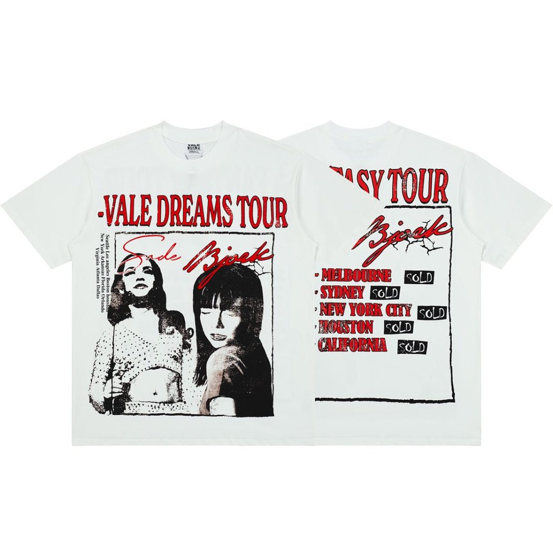 Retro Vale Dreams Tour Concert Poster Print Tee Oversized Alternative Streetwear T‑Shirt for Men