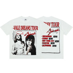 Retro Vale Dreams Tour Concert Poster Print Tee Oversized Alternative Streetwear T‑Shirt for Men