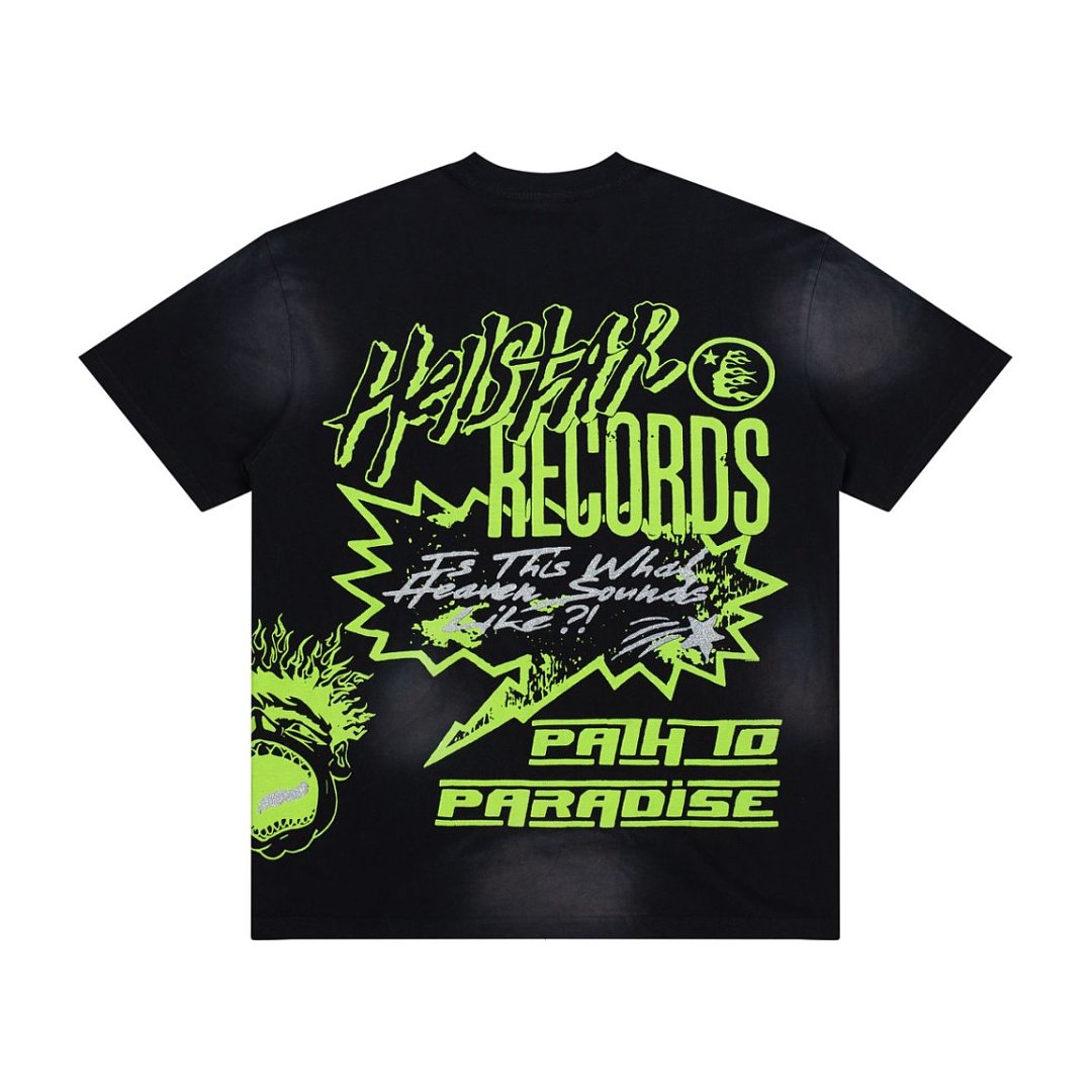 Retro Punk Neon Text Print Short‑Sleeve Loose Street‑Wear Tee