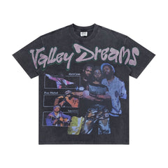 Retro Hip‑Hop Portrait Print Short‑Sleeve Loose Street‑Wear Tee