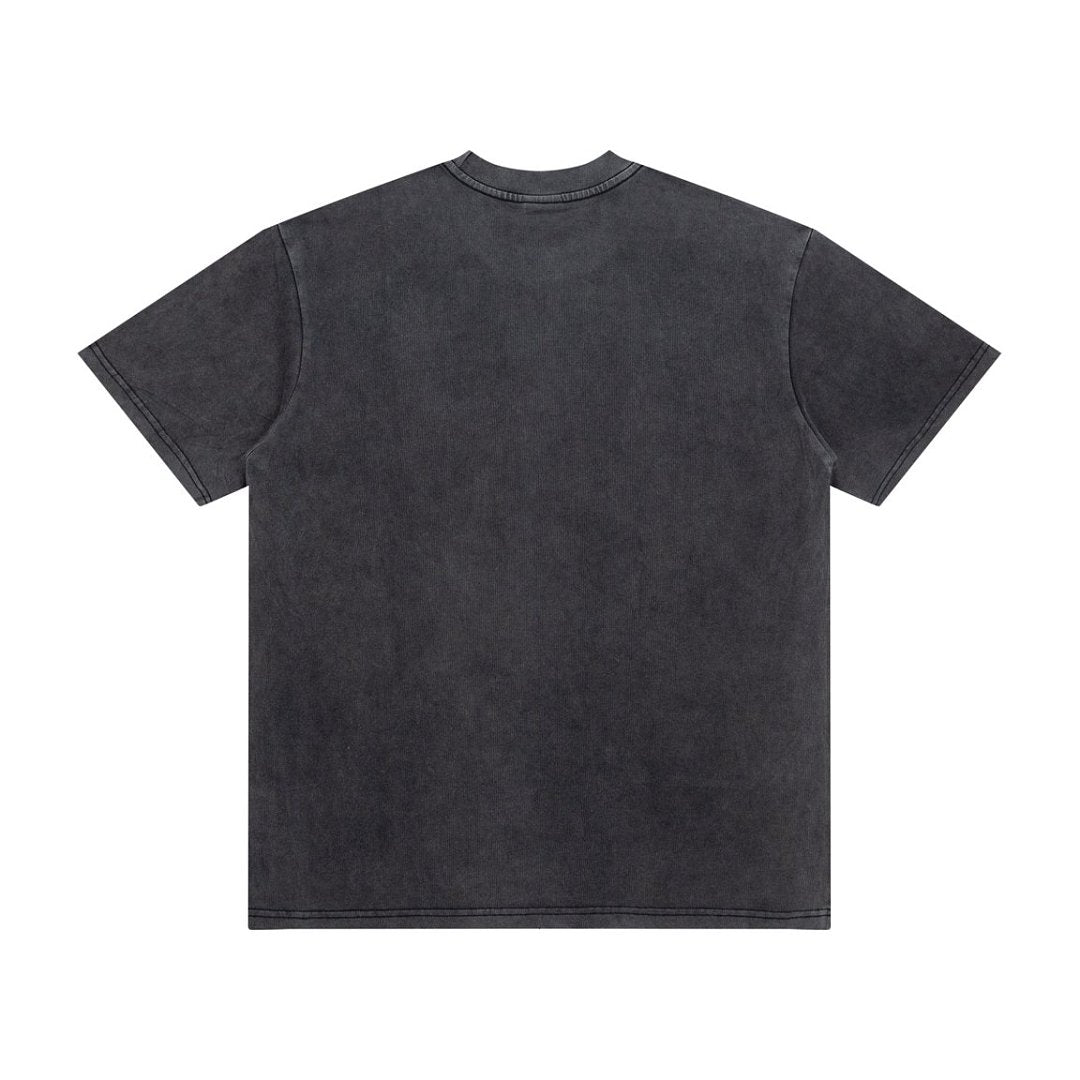 Retro Music Artist Print Distressed Black Short Sleeve Tee
