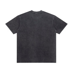 Retro Music Artist Print Distressed Black Short Sleeve Tee