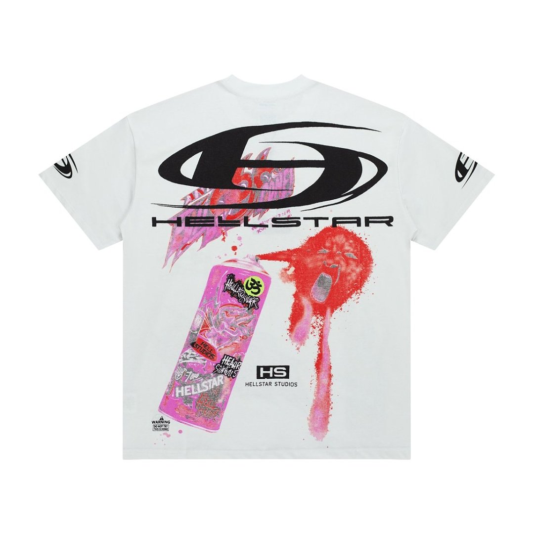 White Dual‑Sided Abstract Splash Graphic Oversized Street‑Wear T‑Shirt