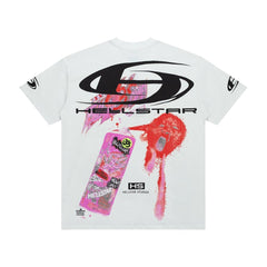 White Dual‑Sided Abstract Splash Graphic Oversized Street‑Wear T‑Shirt