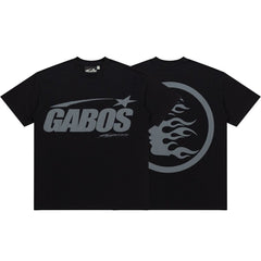 Minimal Black Grey Double‑Sided Logo Symbol Casual Oversized T‑Shirt