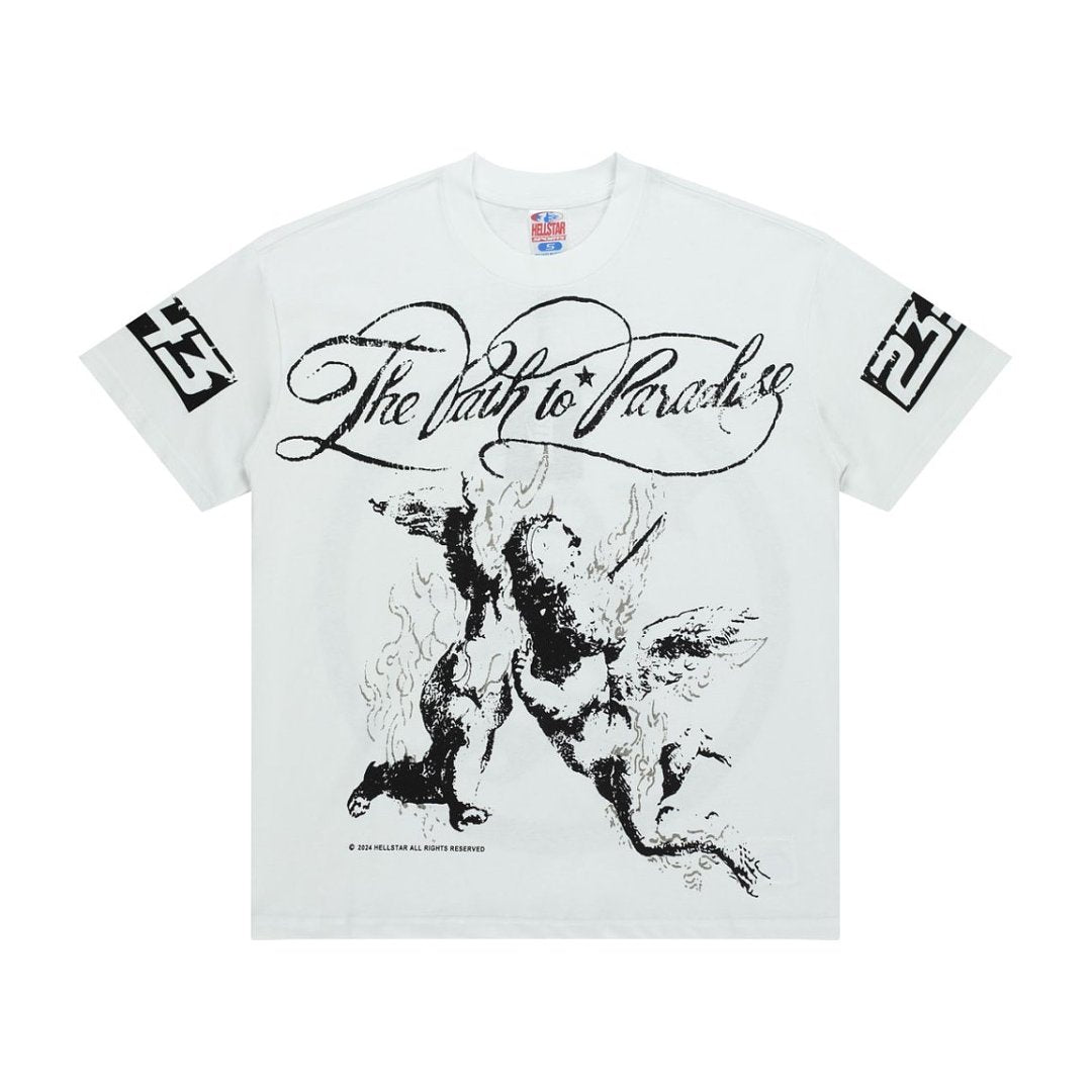 Vintage Sketch Figure & Symbol Graphic Double‑Sided Casual T‑Shirt