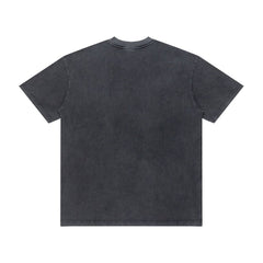 Men Black Vintage Wash Boxing Graphic T‑Shirt Loose Fit Retro Street Short Sleeve Top