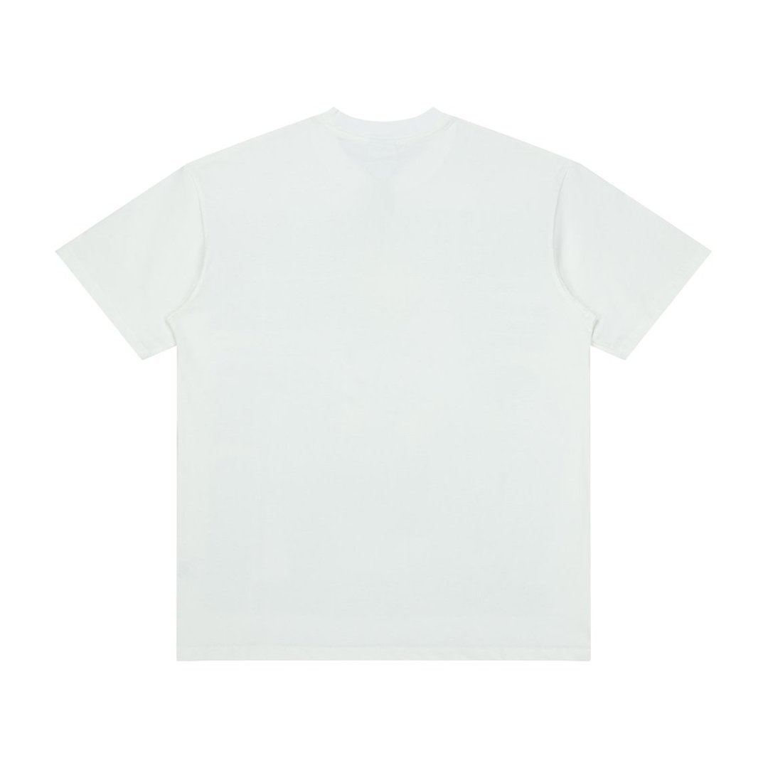 Men White Vintage Collage Portrait Print T‑Shirt Loose Fit Street Short Sleeve Top