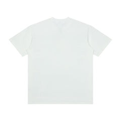 Men White Vintage Collage Portrait Print T‑Shirt Loose Fit Street Short Sleeve Top