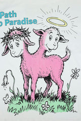 Retro Paradise Lamb Cross Graphic Washed Tee Oversized Y2K Streetwear T‑Shirt for Men