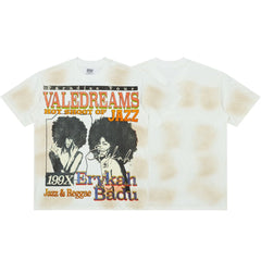 Retro Erykah Badu Paradise Tour Jazz Reggae Print Tee Oversized Hip‑Hop Streetwear T‑Shirt for Men