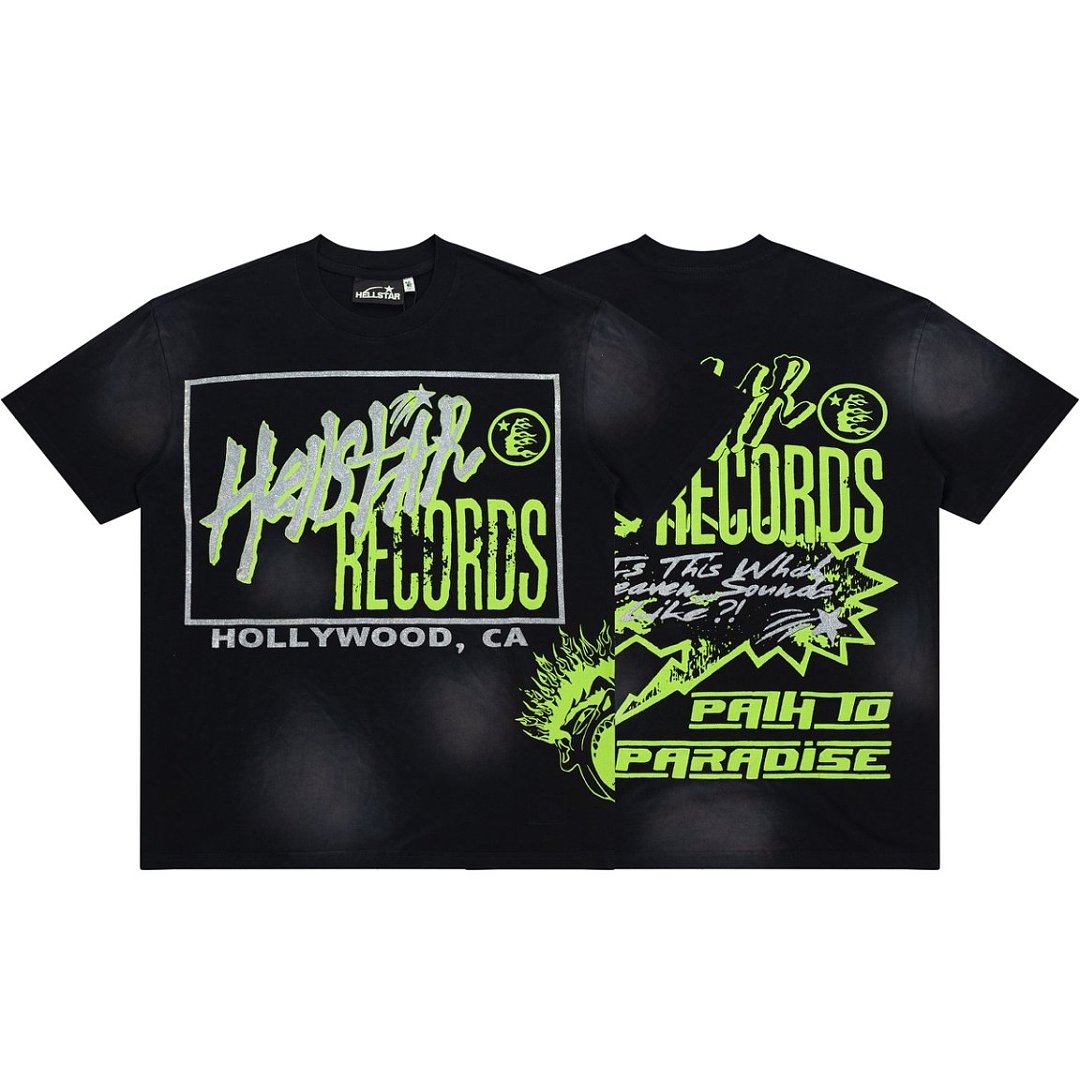 Retro Punk Neon Text Print Short‑Sleeve Loose Street‑Wear Tee