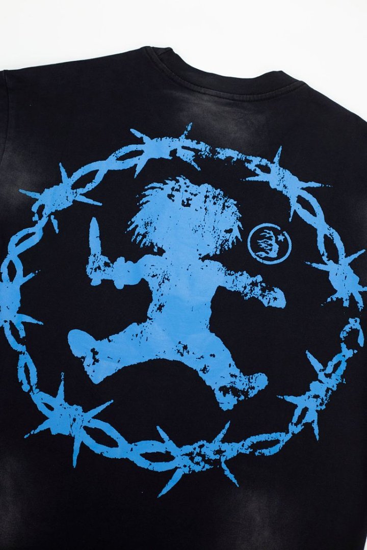 Black Dual‑Sided Horror Graphic Oversized Street‑Wear Short Sleeve T‑Shirt