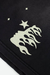 Retro Distressed Star Print Elastic Waist Loose‑Fit Men’s Casual Shorts
