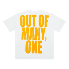 Retro Astronaut “Out Of Many One” Slogan Graphic Tee Oversized Y2K Streetwear T‑Shirt for Men