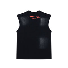 Holy State Retro Character Graphic Double‑Sided Vintage Black Sleeveless Tank Top