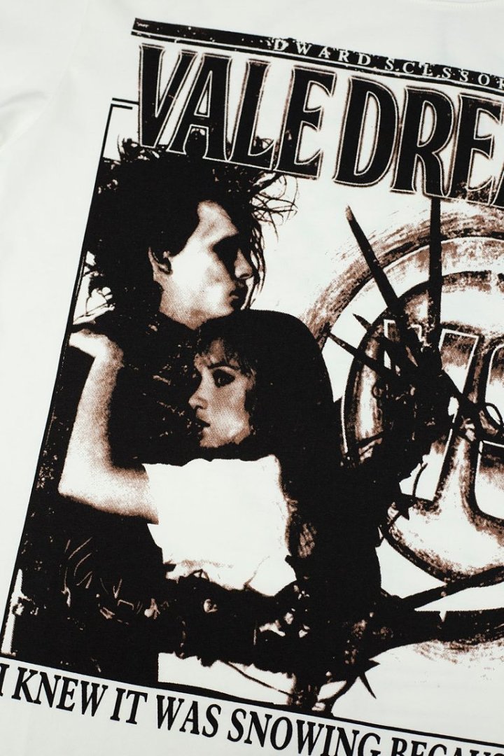 Nova Grave Vale Dreams Edward Scissorhands Retro Movie Poster Graphic Oversized White T‑Shirt Men Streetwear Tee