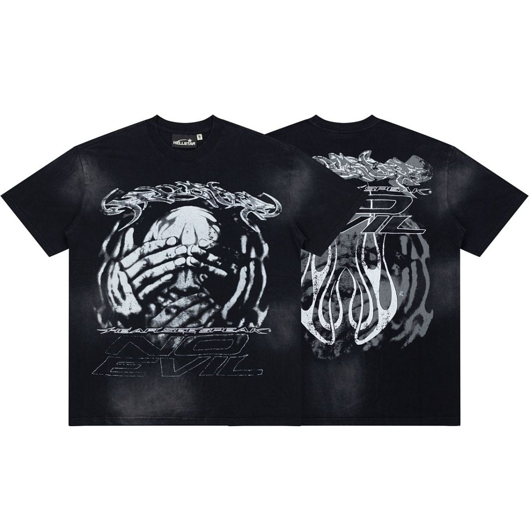 Retro Gothic Skull Art Print Short‑Sleeve Loose Fit Men’s Tee