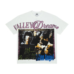 Men White Vintage Collage Portrait Print T‑Shirt Loose Fit Street Short Sleeve Top