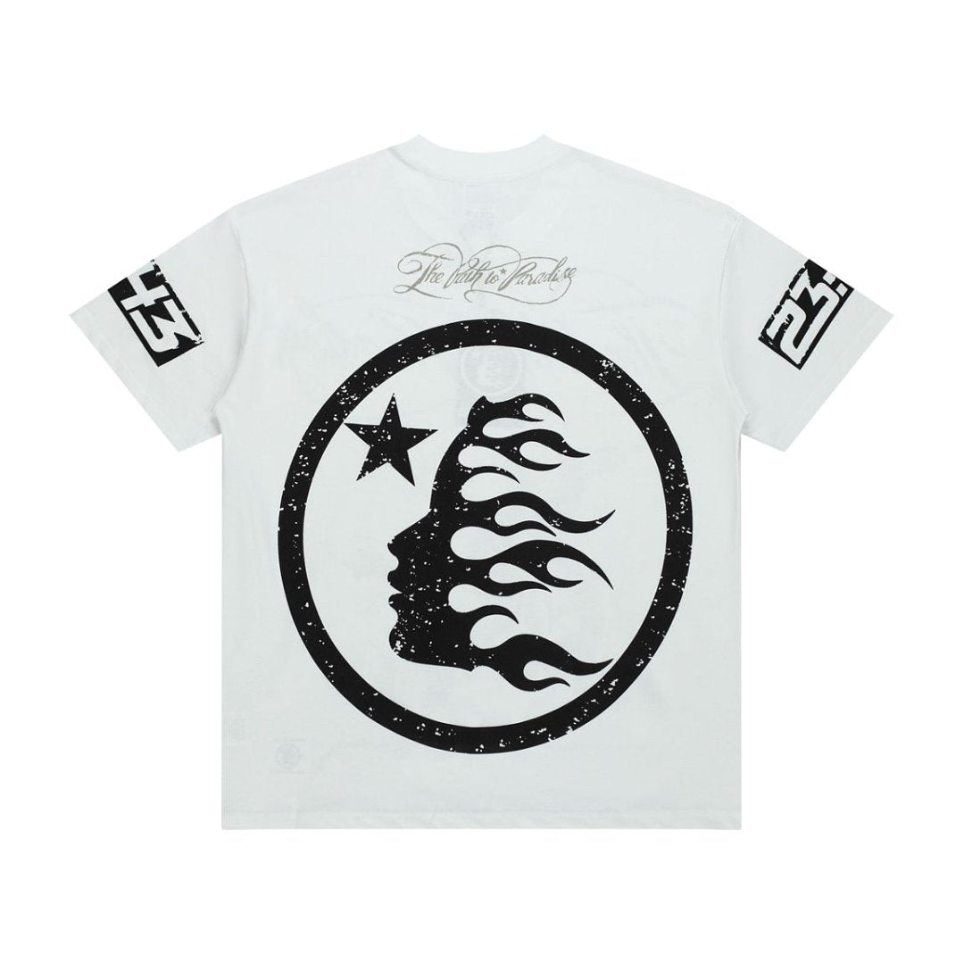 Vintage Sketch Figure & Symbol Graphic Double‑Sided Casual T‑Shirt
