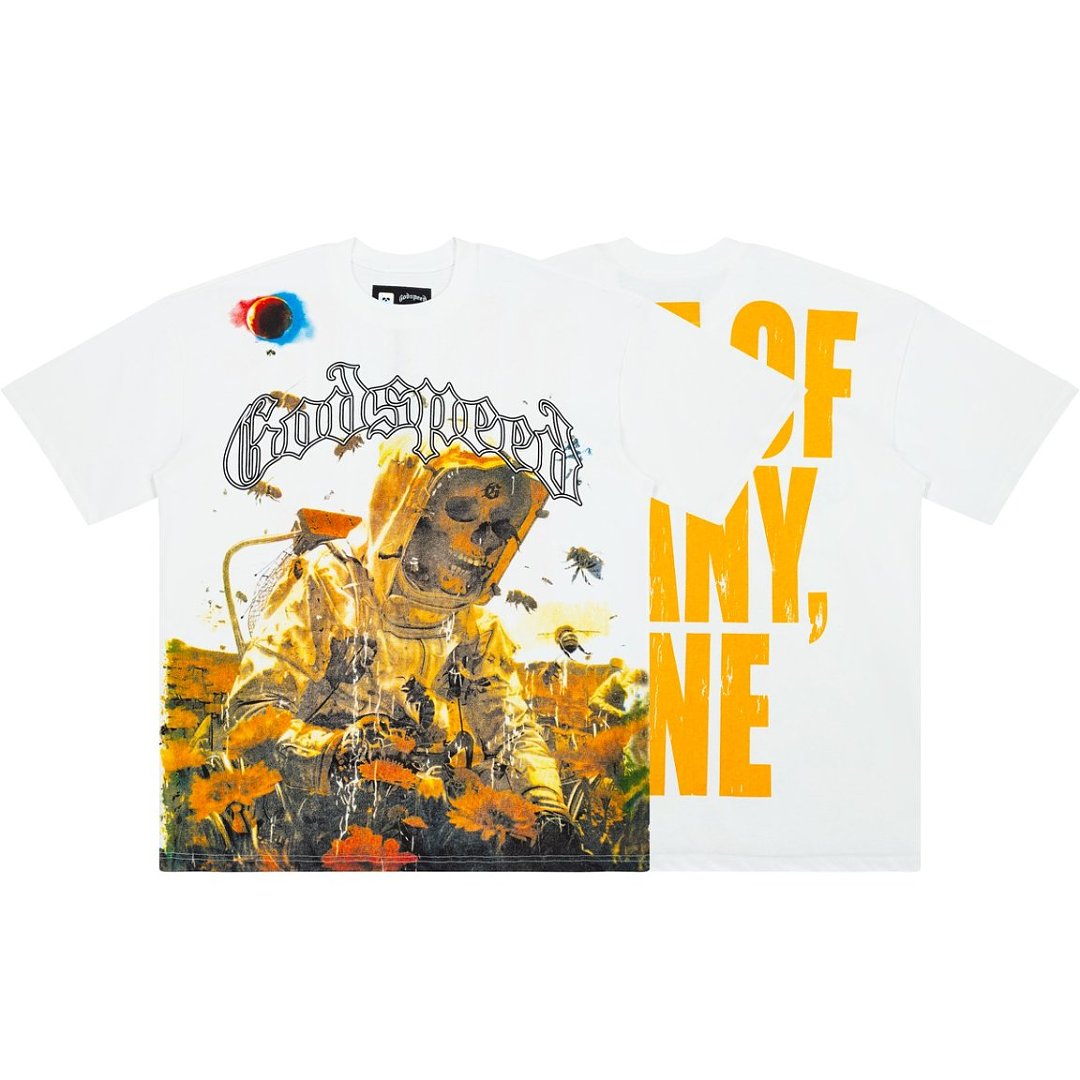 Retro Astronaut “Out Of Many One” Slogan Graphic Tee Oversized Y2K Streetwear T‑Shirt for Men