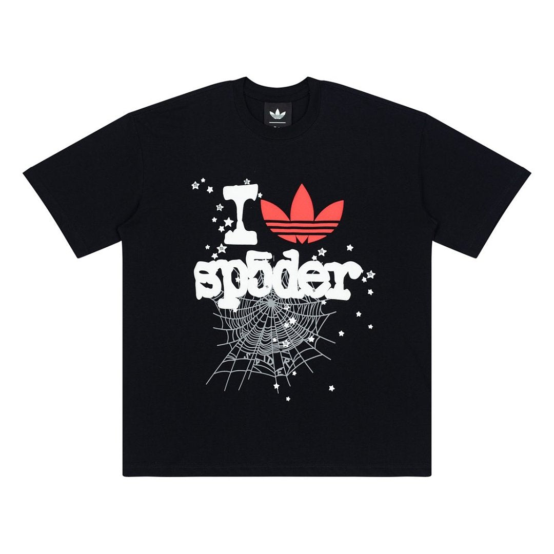 Retro Sp5der Spider Web Star Graphic Tee Oversized Y2K Streetwear T‑Shirt for Men