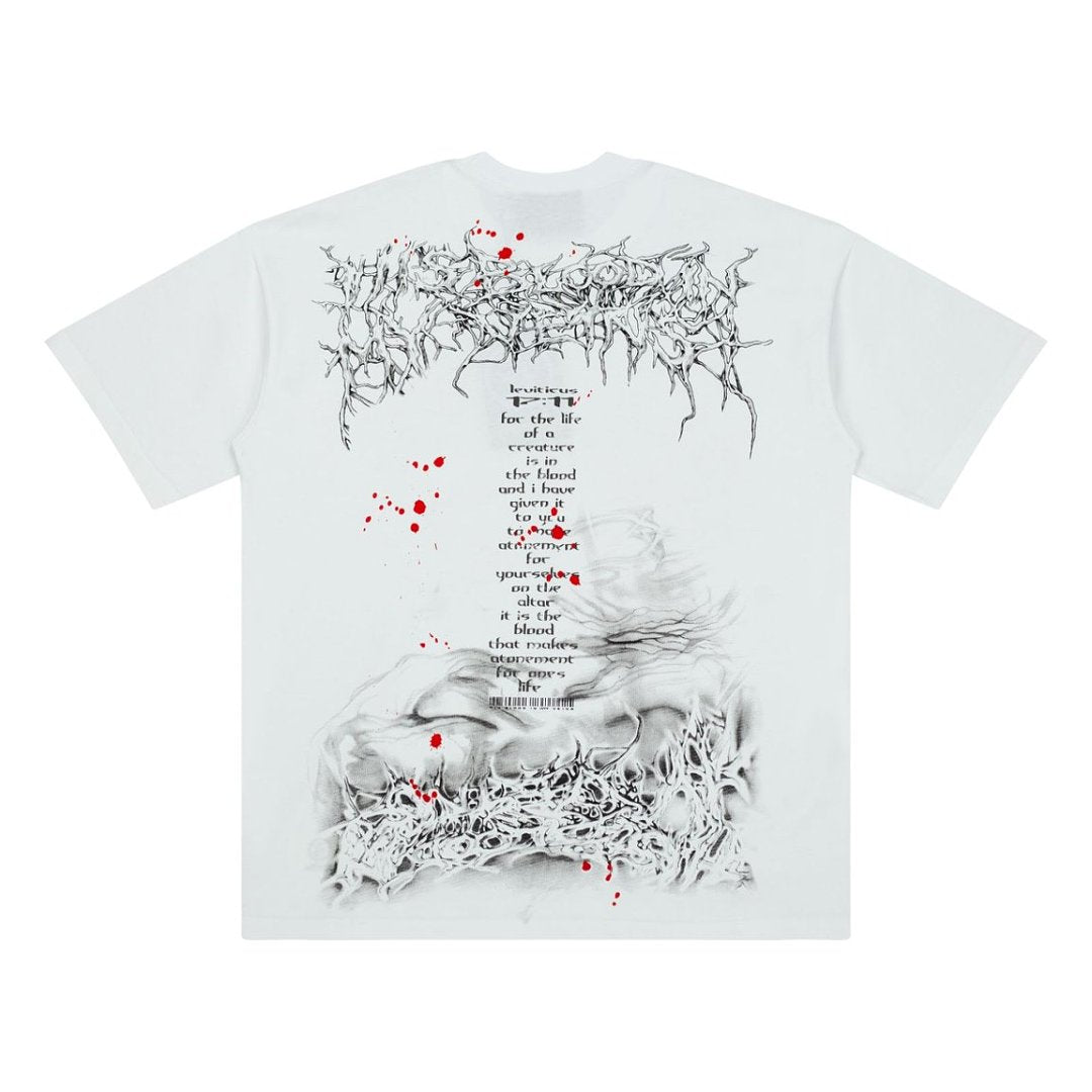 Grunge Abstract Blood Splatter Art Graphic Tee Oversized Y2K Streetwear T‑Shirt for Men