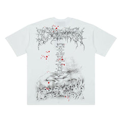 Grunge Abstract Blood Splatter Art Graphic Tee Oversized Y2K Streetwear T‑Shirt for Men
