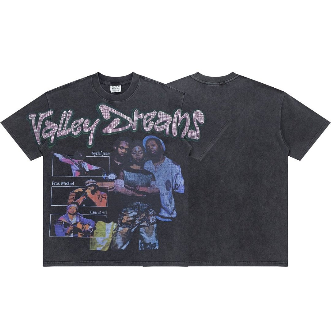 Retro Hip‑Hop Portrait Print Short‑Sleeve Loose Street‑Wear Tee