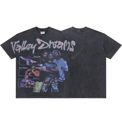 Retro Hip‑Hop Portrait Print Short‑Sleeve Loose Street‑Wear Tee