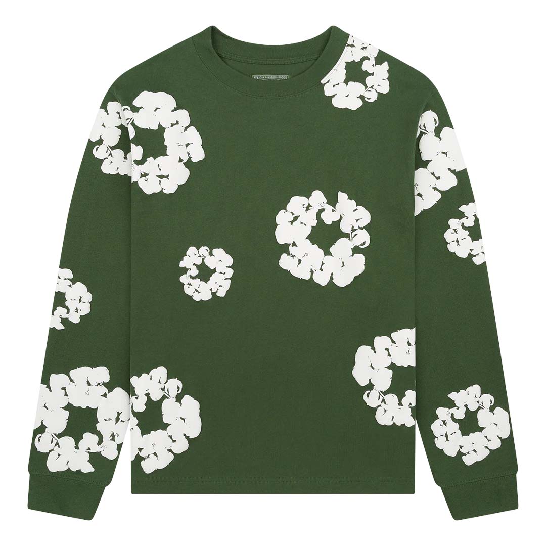 Denim Tears Cotton Wreath Green Long Sleeve Tee