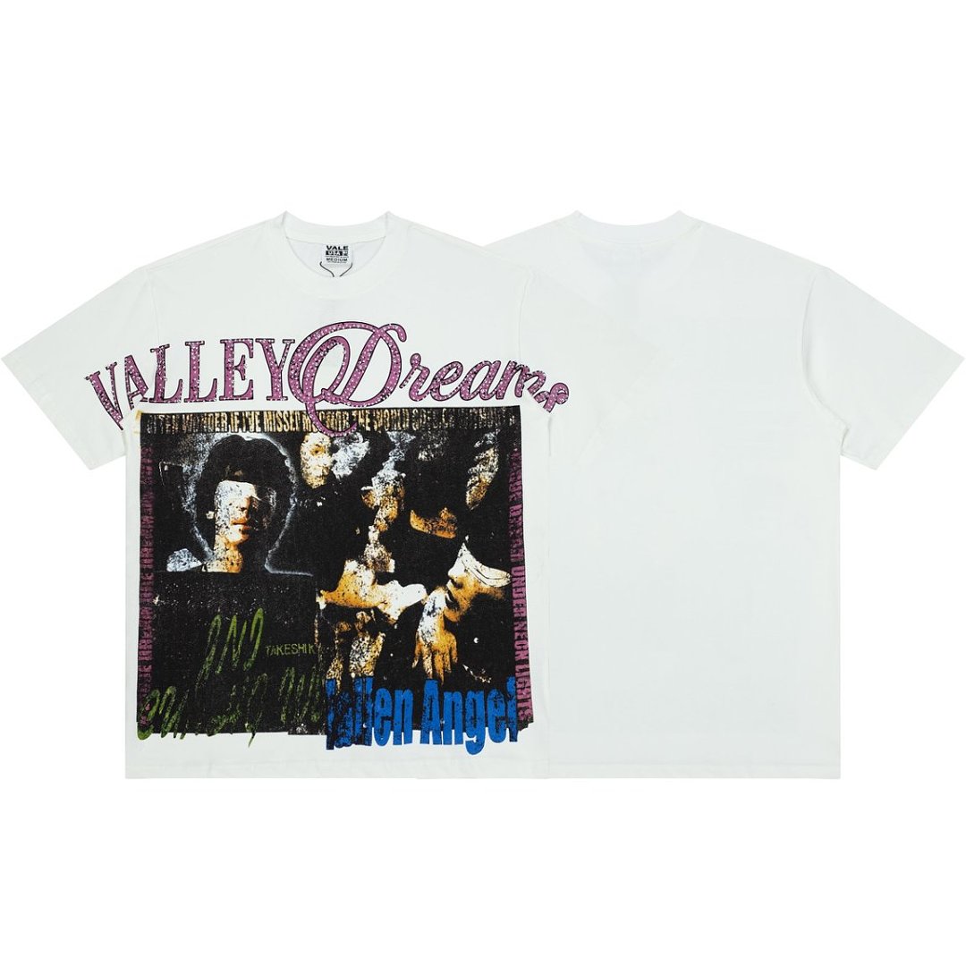 Men White Vintage Collage Portrait Print T‑Shirt Loose Fit Street Short Sleeve Top